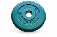 диск обрезиненный d51мм mb barbell mb-pltc51 10кг зеленый