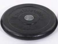 диск обрезиненный 20 кг lite weights d-51mm, с металлической втулкой rj1050 черный