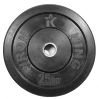 диск для кроссфита iron king из цельной резины (бампер) черный 25 кг